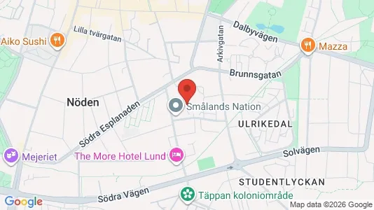 Rooms for rent i Lund - kort over placeringen