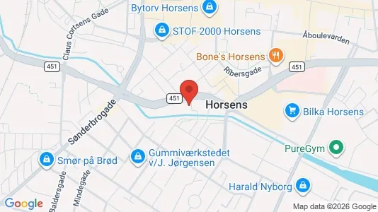Apartments for rent i Horsens - kort over placeringen