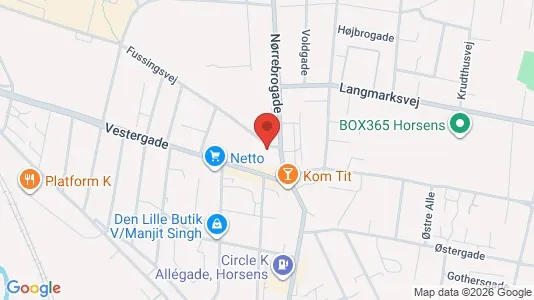 Apartments for rent i Horsens - kort over placeringen