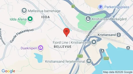 Rooms for rent i Kristiansand - kort over placeringen