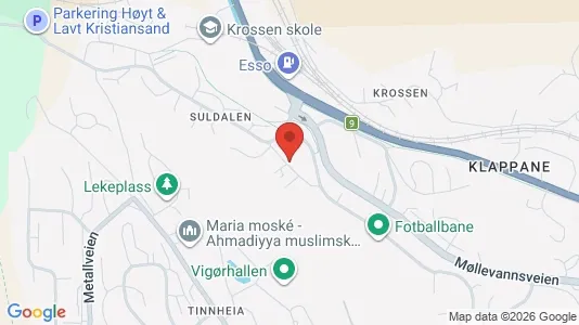 Rooms for rent i Kristiansand - kort over placeringen