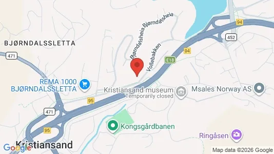 Rooms for rent i Kristiansand - kort over placeringen