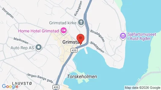 Rooms for rent i Grimstad - kort over placeringen