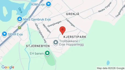 Rooms for rent i Evje og Hornnes - kort over placeringen