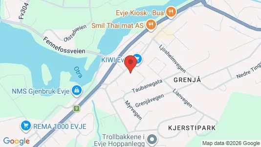 Apartments for rent i Evje og Hornnes - kort over placeringen