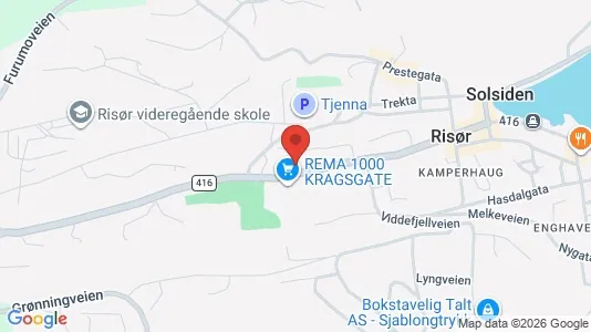 Rooms for rent i Risør - kort over placeringen