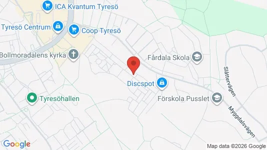 Rooms for rent i Tyresö - kort over placeringen