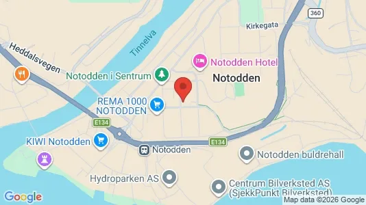 Rooms for rent i Notodden - kort over placeringen