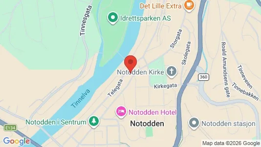 Rooms for rent i Notodden - kort over placeringen