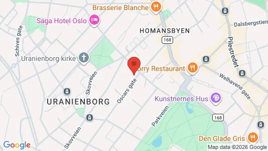 Rooms for rent i Oslo Frogner - kort over placeringen