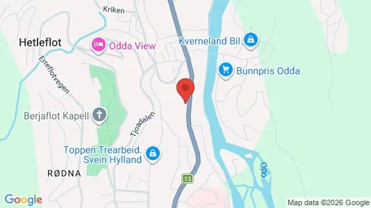 Apartments for rent i Odda - kort over placeringen