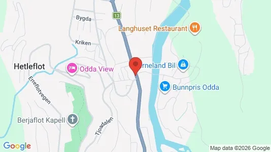 Apartments for rent i Odda - kort over placeringen