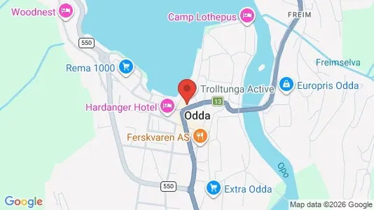 Apartments for rent i Odda - kort over placeringen