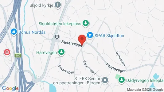 Rooms for rent i Bergen Fana - kort over placeringen