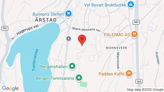 Rooms for rent i Bergen Årstad - kort over placeringen