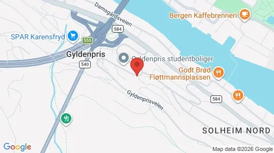 Rooms for rent i Bergen Årstad - kort over placeringen