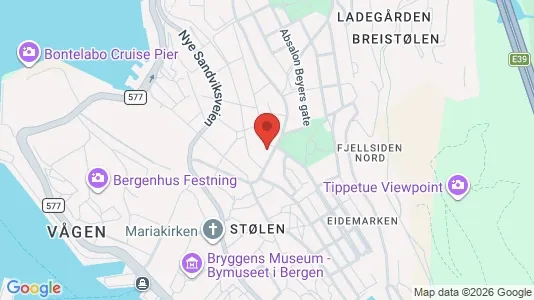 Rooms for rent i Bergen Bergenhus - kort over placeringen