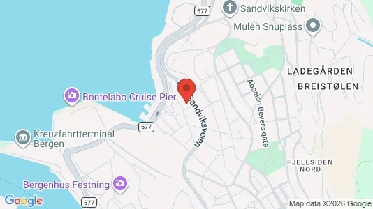 Rooms for rent i Bergen Bergenhus - kort over placeringen