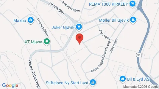 Rooms for rent i Gjøvik - kort over placeringen