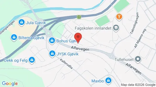 Rooms for rent i Gjøvik - kort over placeringen