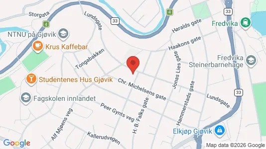 Rooms for rent i Gjøvik - kort over placeringen