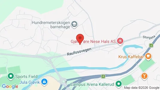 Rooms for rent i Gjøvik - kort over placeringen