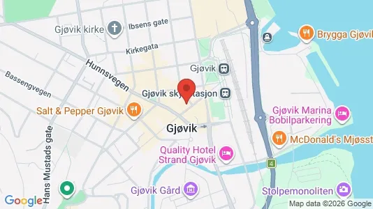 Rooms for rent i Gjøvik - kort over placeringen