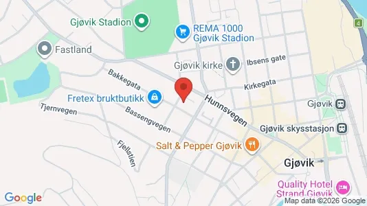 Rooms for rent i Gjøvik - kort over placeringen