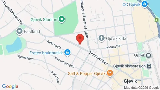Rooms for rent i Gjøvik - kort over placeringen