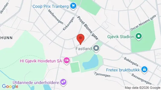 Rooms for rent i Gjøvik - kort over placeringen