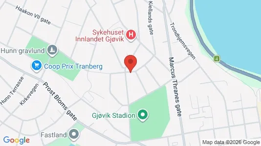 Rooms for rent i Gjøvik - kort over placeringen