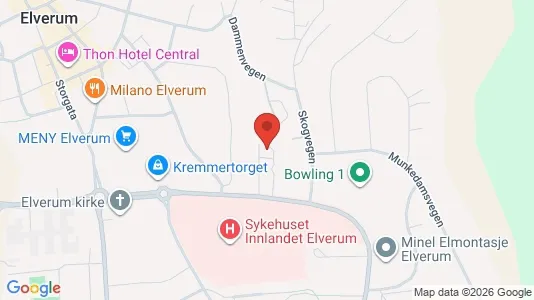 Rooms for rent i Elverum - kort over placeringen