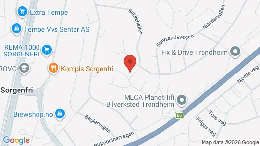 Rooms for rent i Trondheim Lerkendal - kort over placeringen