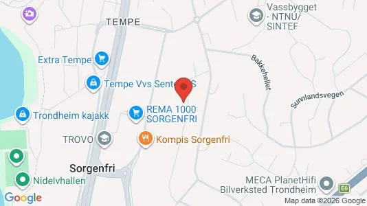 Rooms for rent i Trondheim Lerkendal - kort over placeringen