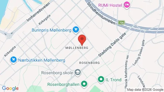 Rooms for rent i Trondheim Østbyen - kort over placeringen