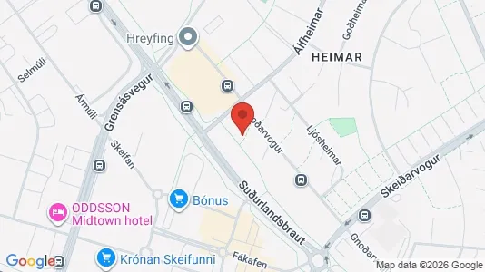 Apartments for rent i Reykjavík Laugardalur - kort over placeringen