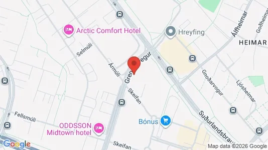 Apartments for rent i Reykjavík Háaleiti - kort over placeringen