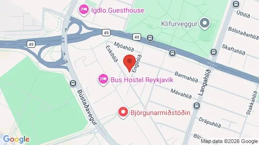 Apartments for rent i Reykjavík Hlíðar - kort over placeringen