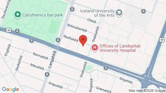 Apartments for rent i Reykjavík Hlíðar - kort over placeringen