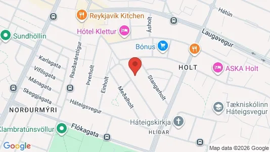 Apartments for rent i Reykjavík Hlíðar - kort over placeringen