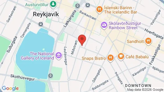 Apartments for rent i Reykjavík Miðborg - kort over placeringen
