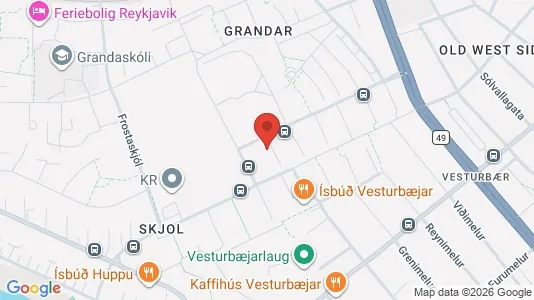 Apartments for rent i Reykjavík Vesturbær - kort over placeringen