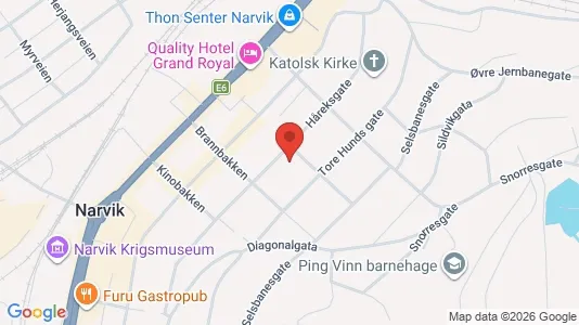 Apartments for rent i Narvik - kort over placeringen