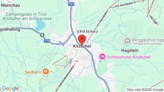 Apartments for rent i Kitzbühel - kort over placeringen