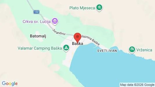 Apartments for rent i Baška - kort over placeringen