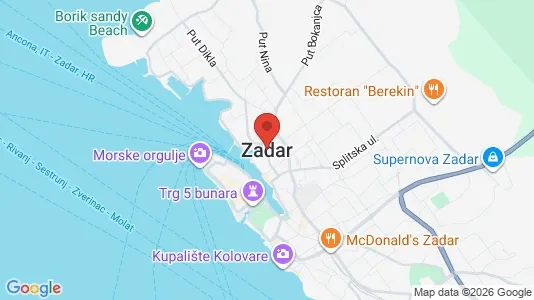 Apartments for rent i Zadar - kort over placeringen