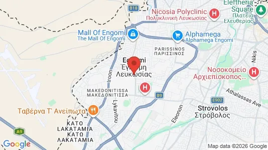 Apartments for rent i Nicosia Egkomi - kort over placeringen