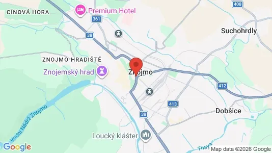 Apartments for rent i Znojmo - kort over placeringen