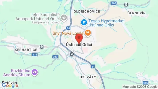 Apartments for rent i Ústí nad Orlicí - kort over placeringen