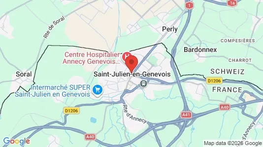 Apartments for rent i Saint-Julien-en-Genevois - kort over placeringen